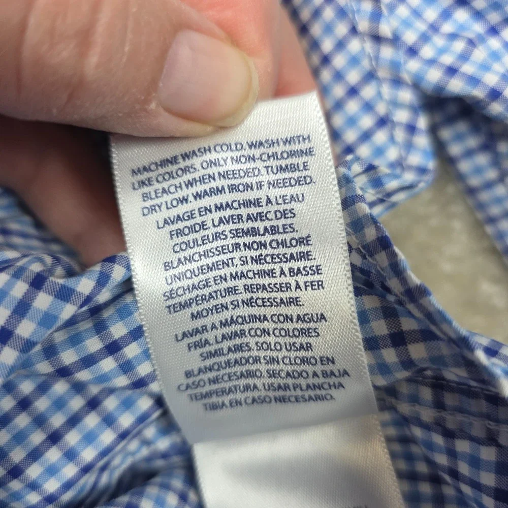 Ralph Lauren Shirt Kids 7 Blue White‎ Cotton Check Long Sleeve Button Down